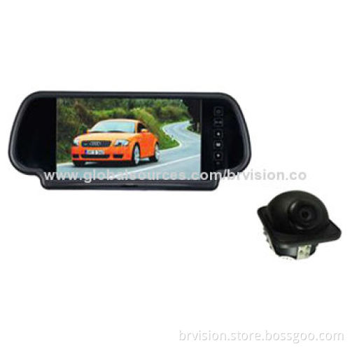 Car rear-view system with 7-inch panel mirror monitor and large view angle waterproof camera